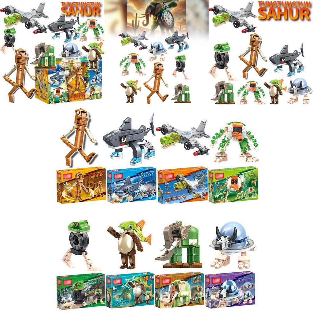 Tungtungsahur Wooden Stick Man Building Blocks Collectible Toy For Kids