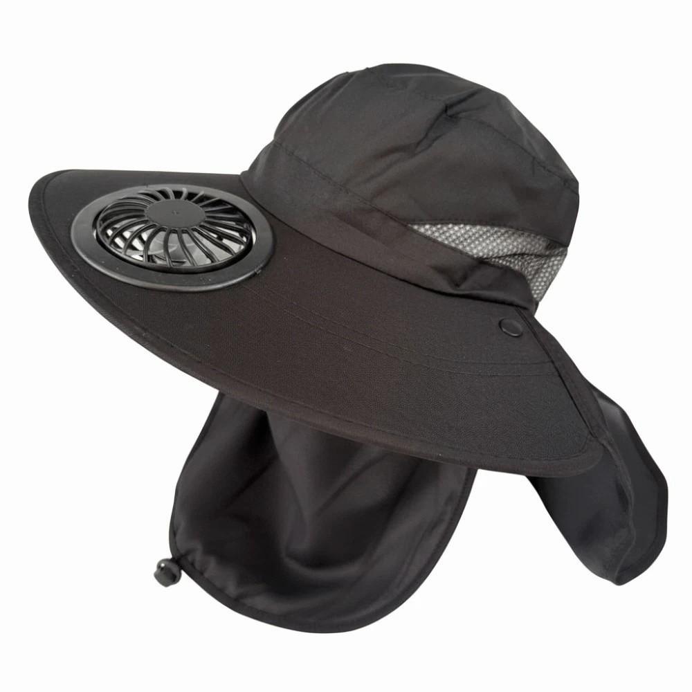 

Portable Fishing Sun Shading Hat Long-lasting Wide Brim Fan Hat New Rechargeable Fan Hat Travel чёрный