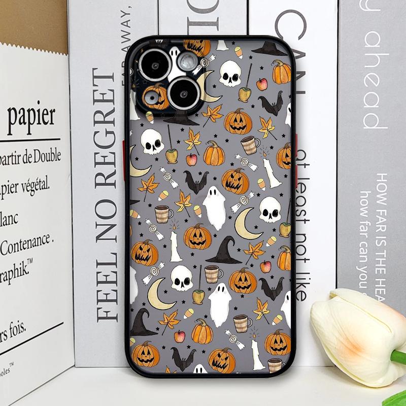 Cartoon Halloween Pumpkin Ghost Bat Pattern Phone Case for IPhone 11 12 13 14 16 15 Pro Max Mini XS X XR 7 8 Plus SE2 Back Cover