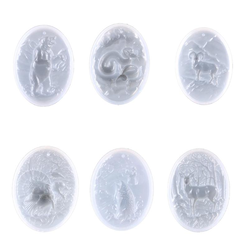 Mini Animals Shape Keychain Silicone Mold Bear/Snake/Antelope/Peacock/Fishing/Goat Handmade Mold Jewelry for Home Decors