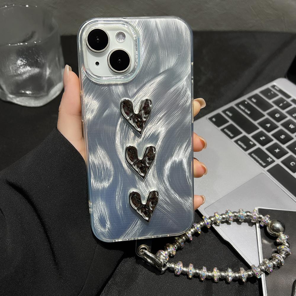 Luxury Love Heart Phone Case For iPhone 16 Pro Max Funda iPhone 13 15 11 12 14 Plus 16promax 15promax 14promax Soft IMD Covers