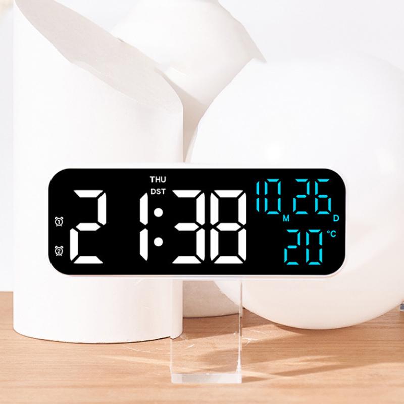 Multi-function Led Alarm Clock 24 Hour Display Temperature Date Adjustable Brightness Desktop Alarm Clock Voice Control Function
