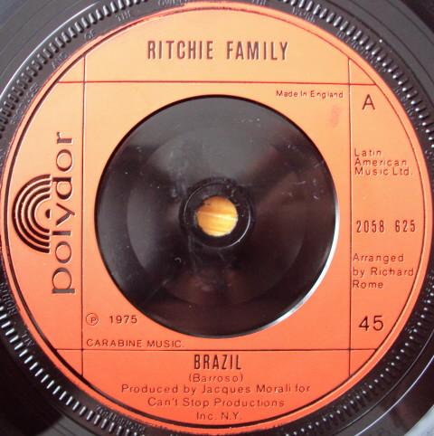 

7inch Record RITCHIE FAMILY - Brazil 2058625 Polydor 1975 UK Soul/Funk Used