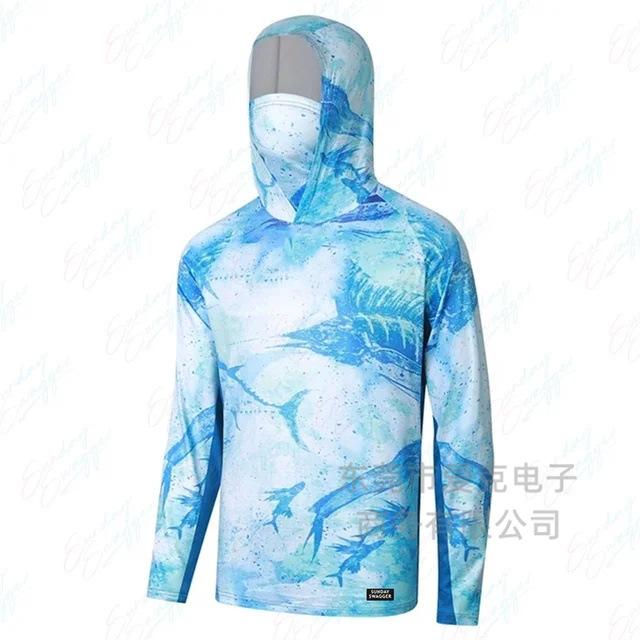 Men's sunscreen clothing summer UV protection breathable quick drying outdoor fishing clothing Luya fishing clothing hooded with mask