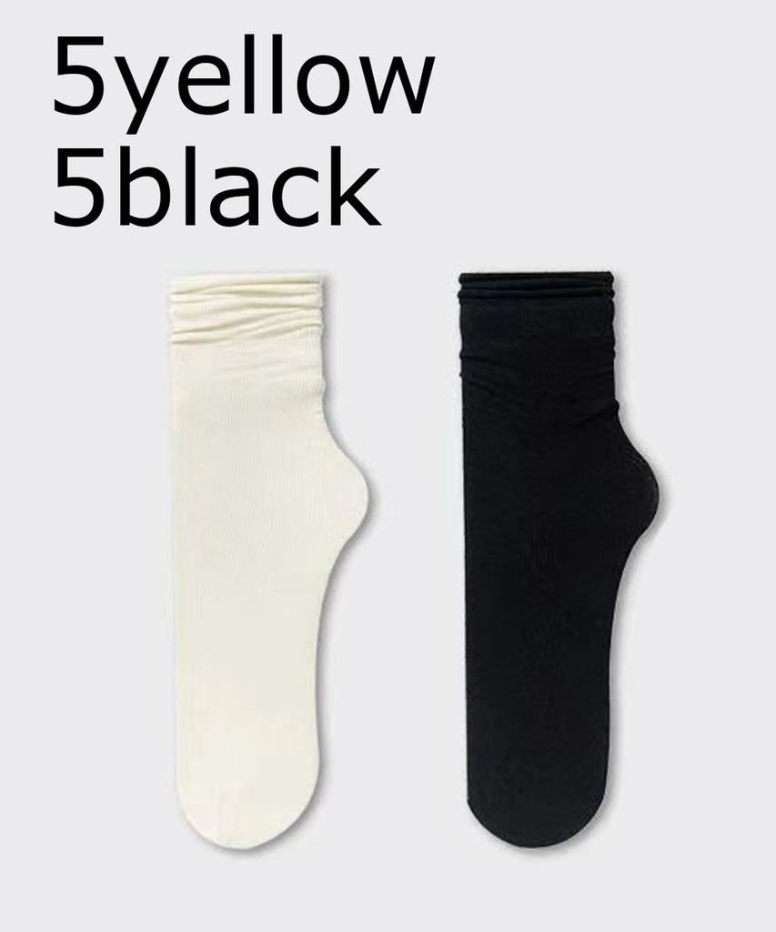 5/10 Pairs Ice Silk Women's Middle Tube Thin Socks Summer Cool Black and White Socks Ice Pile Ladies' Casual Socks