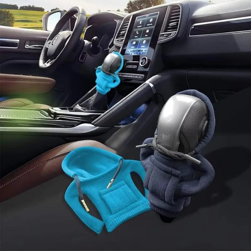 Car Shift Knob Cover Set Car Universal Gear Shift Knob Cover Styling Hoodie Auto Handle Car Gear Auto Interior Accessories