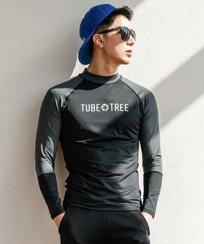 Tyubeuteuli Maillot de protection anti-UV ajusté pour homme avec blocs de couleur A217 Noir