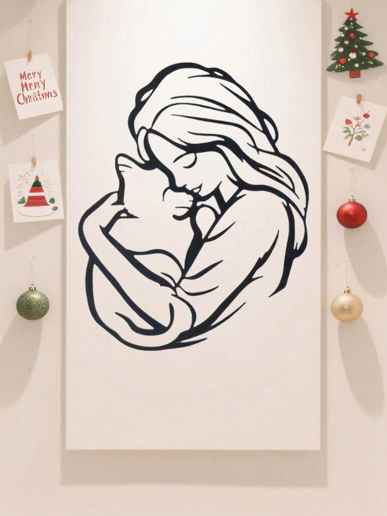 Whimsical Cat Hugging Metal Wall Art - Exquisite Silhouette, Easy Hang, Perfect Gift for Cat Lovers