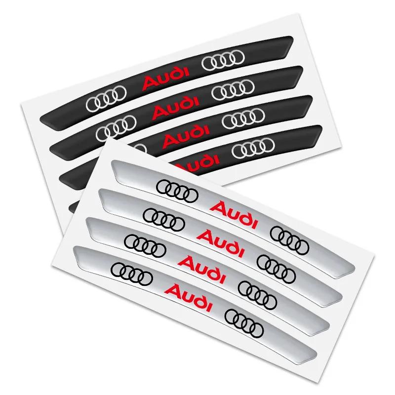 2026 4pcs Aluminum Wheel Rims Racing Stickers Badge Auto Decor Car Styling For AQ4 A5 A3 A4 A6 A7 A8 Q2 Q7 Q3 Q5 Q8 B5 B6 B7 B8 B9