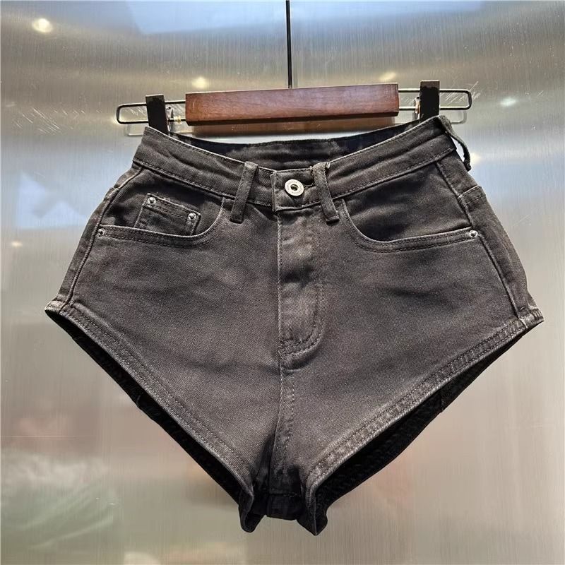 

Европейские и американские сексуальные сексуальные утягивающие удлиняющие ноги стрейчевые джинсовые шорты 2025 весна и лето уличные А-силуэта горячие шорты Black [high quality In Stock]] L