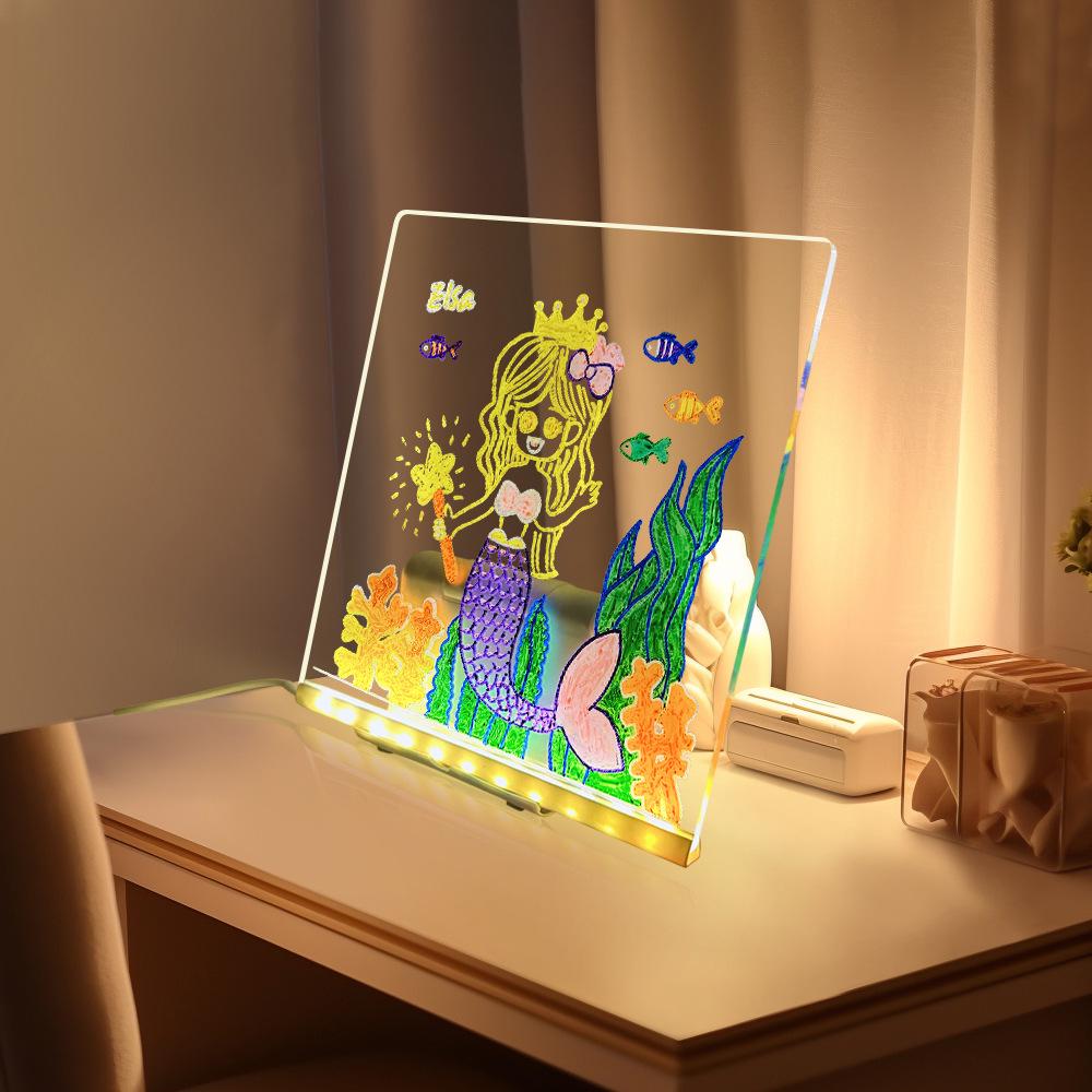 Acrylic Night Light Whiteboard: USB Holiday Decorative Children's Drawing Display