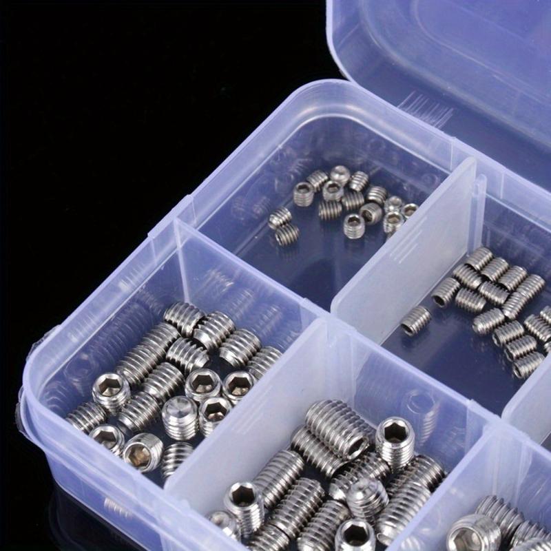 200Pcs/set Stainless Steel Wood Screws Allen Head Socket Hex Set Grub Screw Assortment Cup Point Screw Assortment Kit
