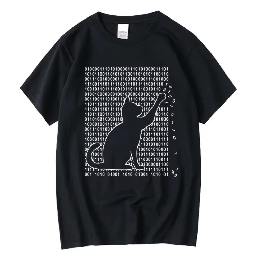Men's High Quality T-shirt 100% Cotton Funny Cool Cat Design Print Summer Loose Short Sleeve for Men T-Shirt Male Tops Tees
