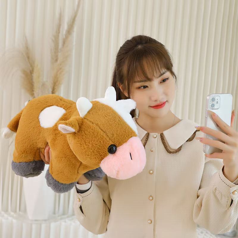 32cm Ranch Cow Doll Simulation Plush Toy Handmade Doll Cartoon Anime Cute Pillow Cushion Home Decoration Children's Birthday