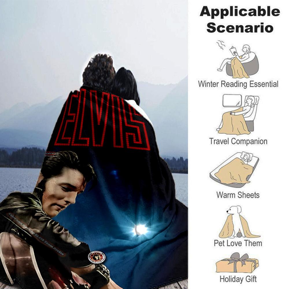 Elvis Presley Rock Legend Flannel Blanket Super Soft Warm Cozy Blanket for Sofa Bed Office Travel All‑Season Home Decor Gift