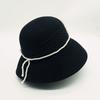 French Elegant Black Pearl Mesh Basin Hat Women'S Autumn And Winter Wool British Versatile Vintage Hepburn Fisherman Hat