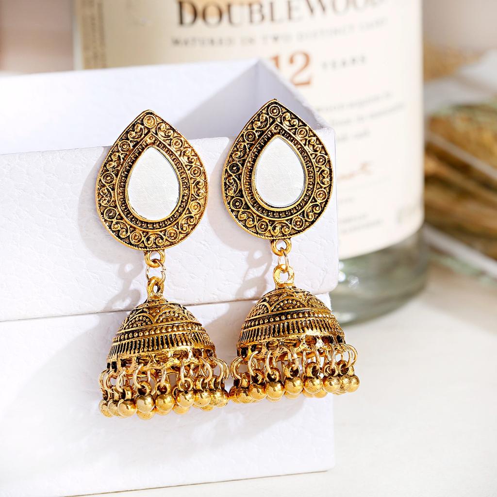Indisk Jhumka Gypsy Zircon Boho Vintage Etnisk Dame Øredobber Hul Hengende Øredobber For Kvinner boucle d’oreille 2020