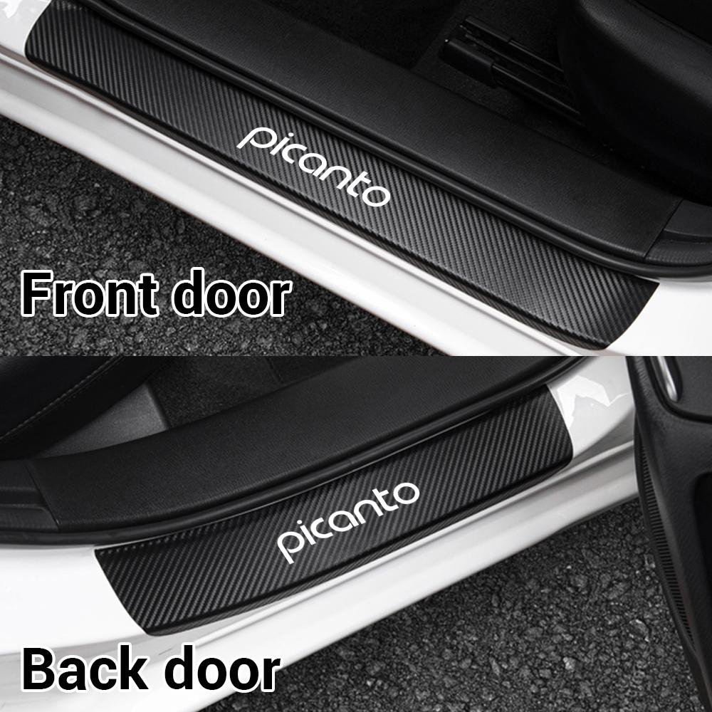 AANT1 4Pcs Carbon FiberCar Door Threshold Sticker Decal For KIA Sorento Optima Carnival K6 Sportage 3 4 Picanto KX1 RIO pv5 ev6 ev5 K3