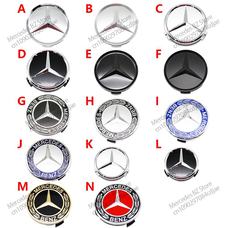4PCS 60/75MM Car Hub Center Cover for Mercedes Benz AMG W203 W206 W220 W205 W211 Car Wheel Center Hub Caps Emblem Tire Rim Cove