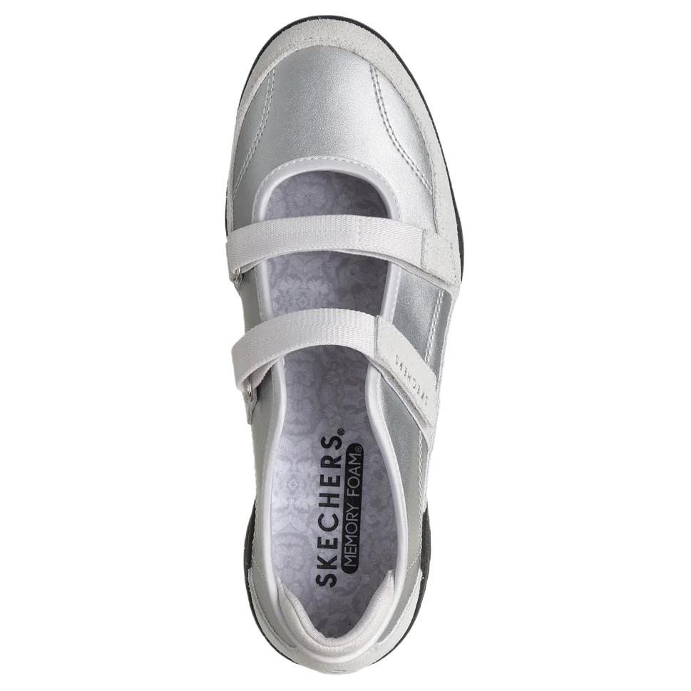 Skechers Уличные Удобные Универсальные Плоские Туфли Мэри Джейн Женская обувь Серебристый 190167-SIL