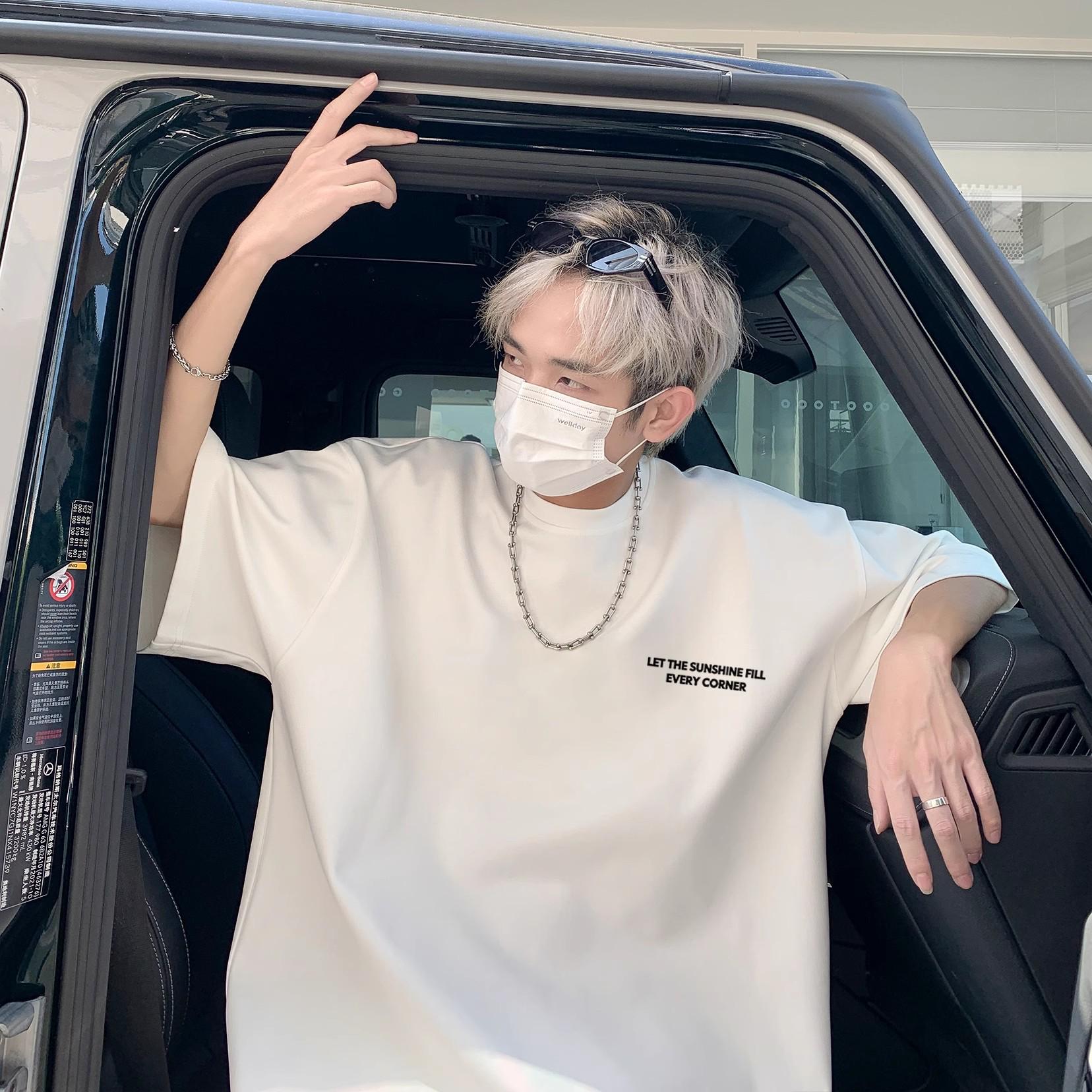 

Мужская ретро футболка оверсайз из плотного материала с коротким рукавом 2025 M белый