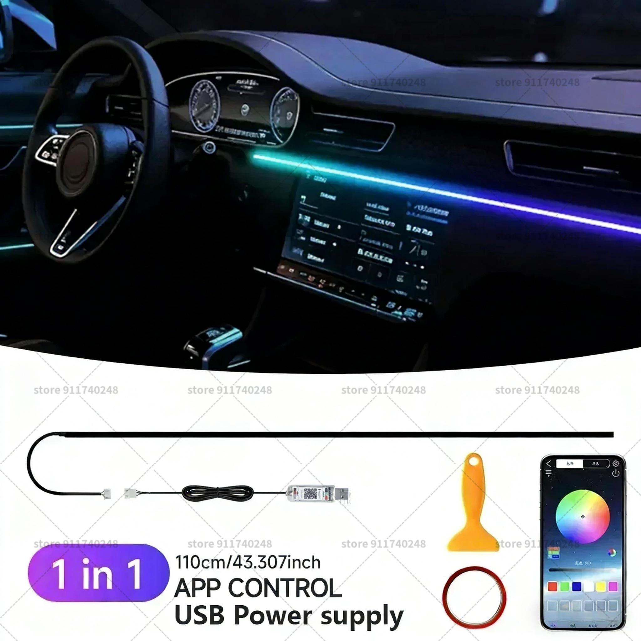 

For Toyota Avalon Automotive decoration light strip, colorful acrylic front windshield soundproofing strip, ambience light in1 usb plug