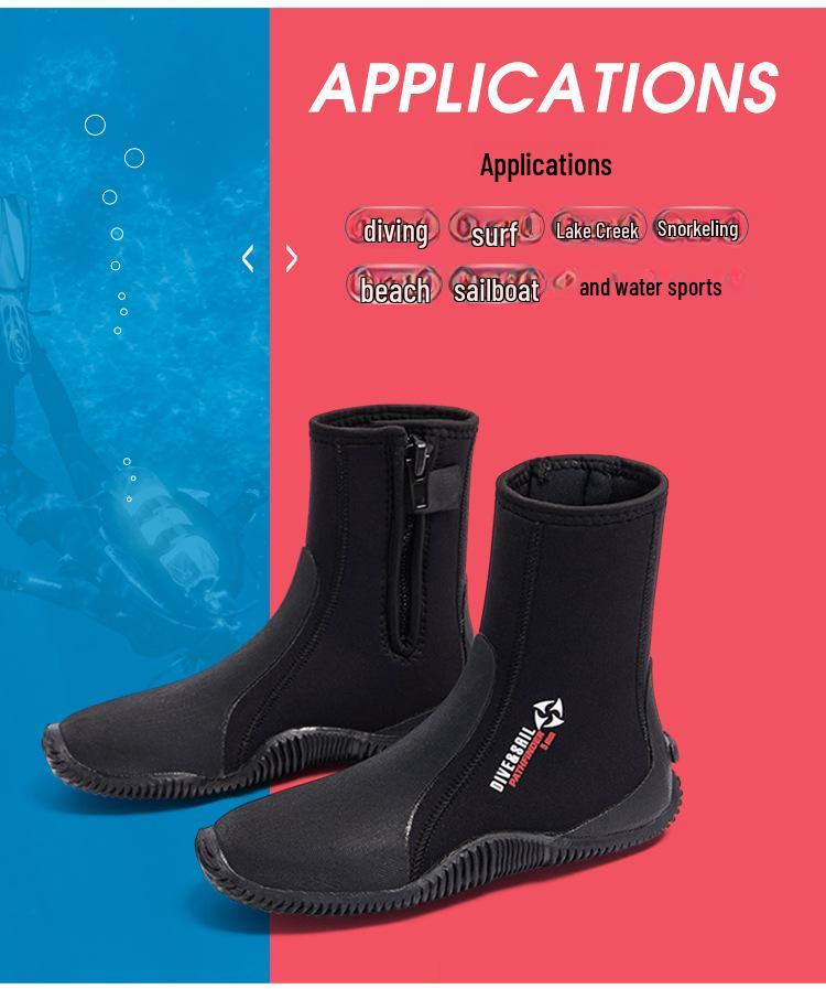 Botas de Buceo DIVE&SAIL de 5MM de Caña Alta Antideslizantes para Surf y Barranquismo