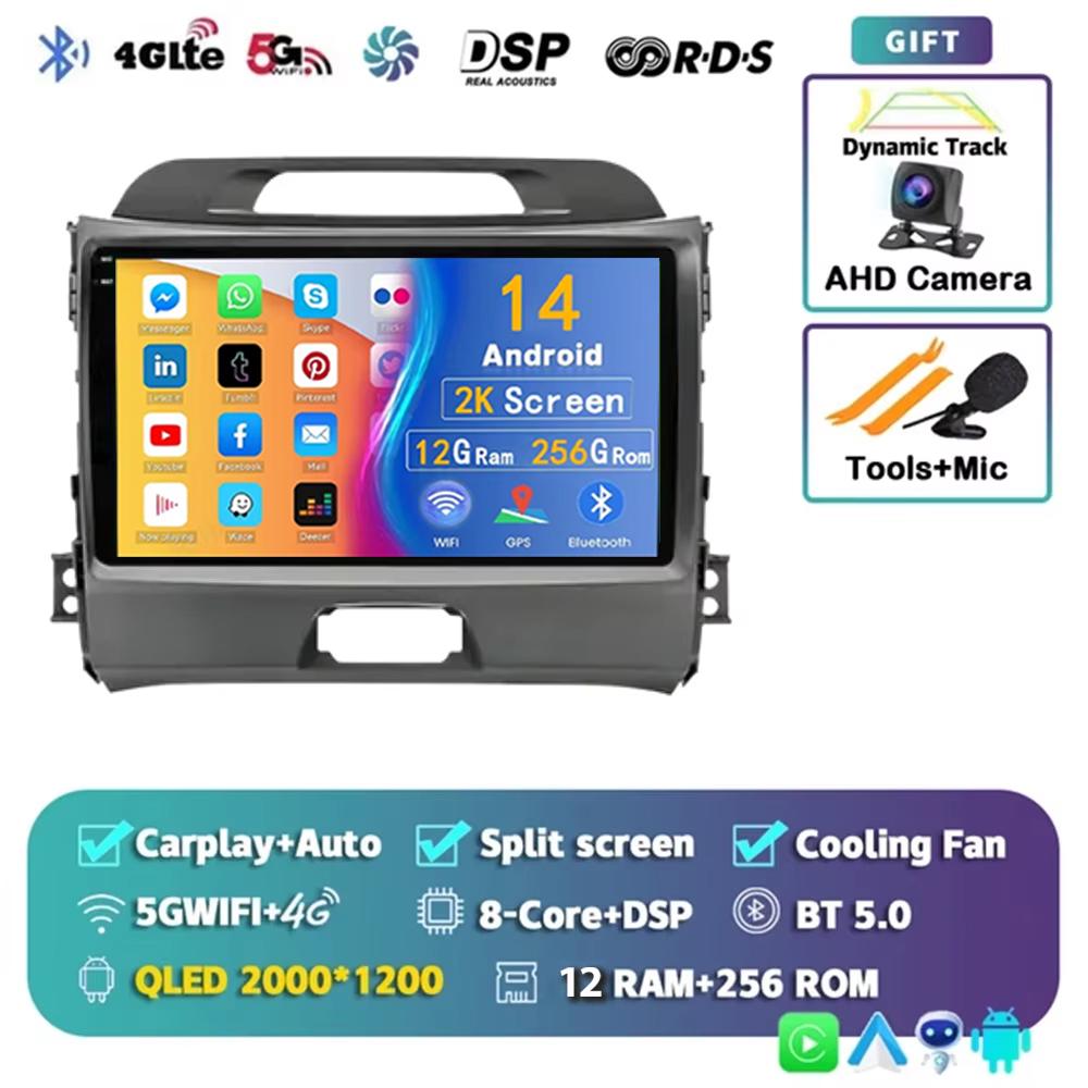 Android 14 Carplay Auto For Kia Sportage 3 2010 2011 2012 2013 3014 - 2016 Car Radio Multimedia GPS Player Stereo Video WiFi+4G