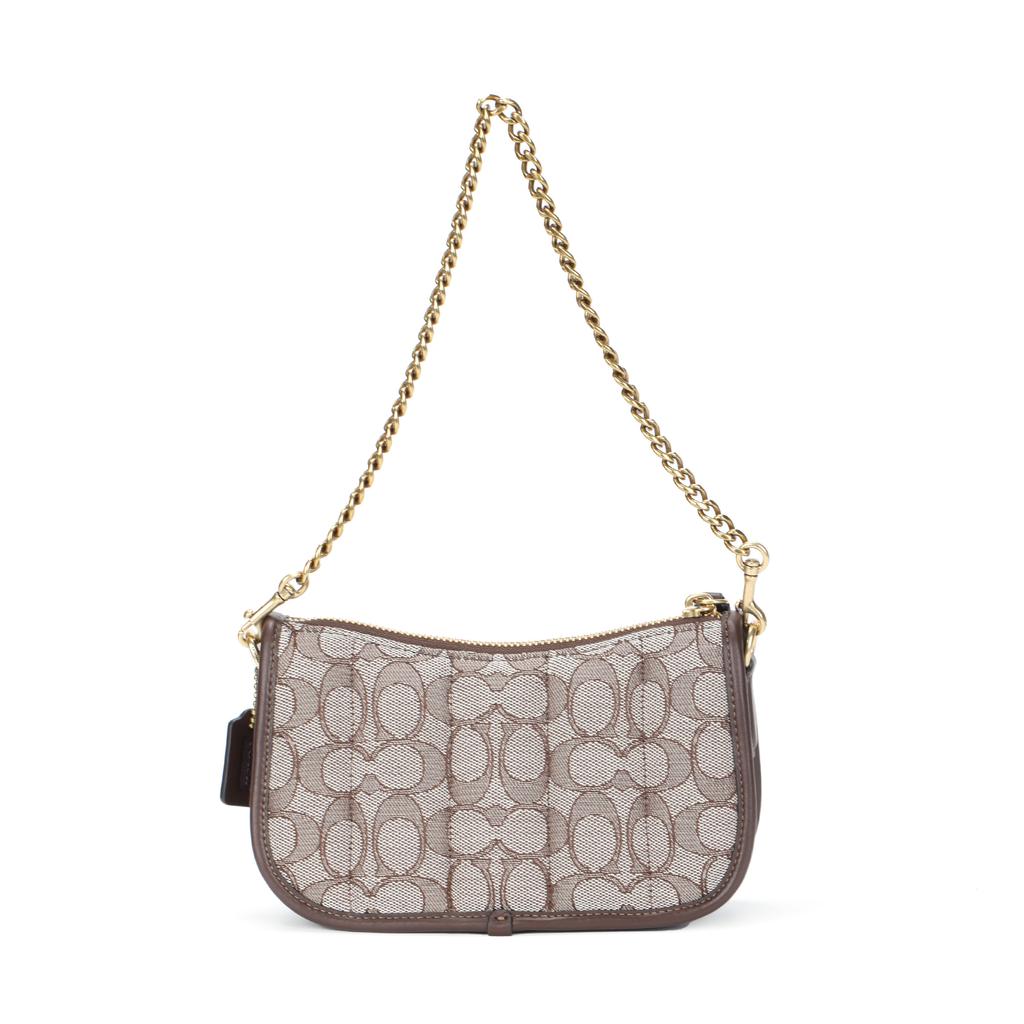 Coach Swinger 20 Catena con Cerniera Tela Monogramma Classica Con Tracolla in Pelle Borsa a Spalla da Donna Marrone C5418-B4S0M
