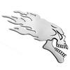 Motorbike Motorcycle Tank Car Sliver Flaming Skull 3D Gel Sticker Decal L/R Pair