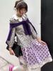 French Polka Dot Lace Patchwork Irregular Purple Midi Satin Skirt for Early Autumn