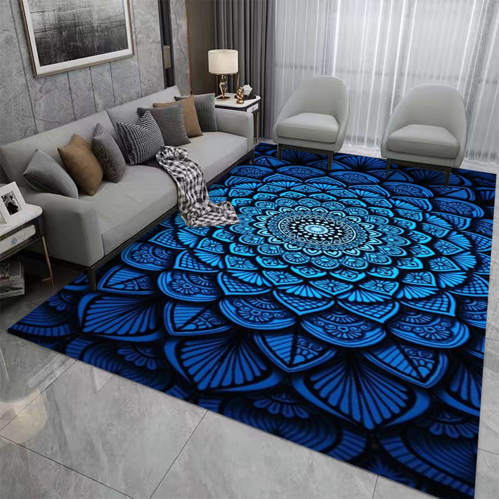 Mandala Pattern Carpet Mat Rug Bohemian Style Vibrant Colors Symmetrical Design Durable Home Decoration Living Room Floor Mat