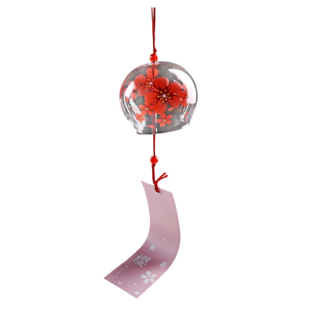 Japanese Style Cherry Blossom Wind Chimes Romantic Flower Blossom Small Wind Bells Decoration Home Glass Japan Styles Pendant