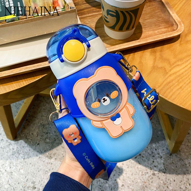 

Питьевая бутылка, пластиковая чашка для воды, женская большая емкость, японская милая сетчатая красная бутылка с соломенной летней чашкой