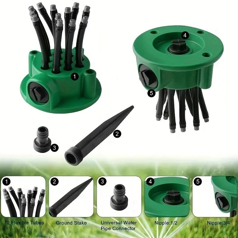 1Pc 360° Automatic Multi-Head Watering Sprinkler, Garden Irrigation Tool, Shower Head, Holiday Gift