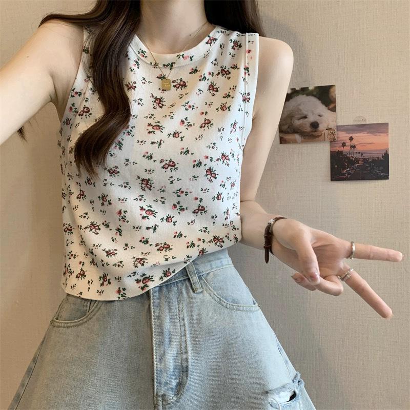 

Изысканный цветочный утягивающий жилет - Женский свежий весенне-летний топ One Size (Up to 125 lbs) белый