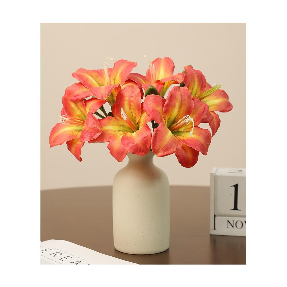 Two Head Silk Orchid Artificial Flower Bouquet with Bendable Stems for Wedding