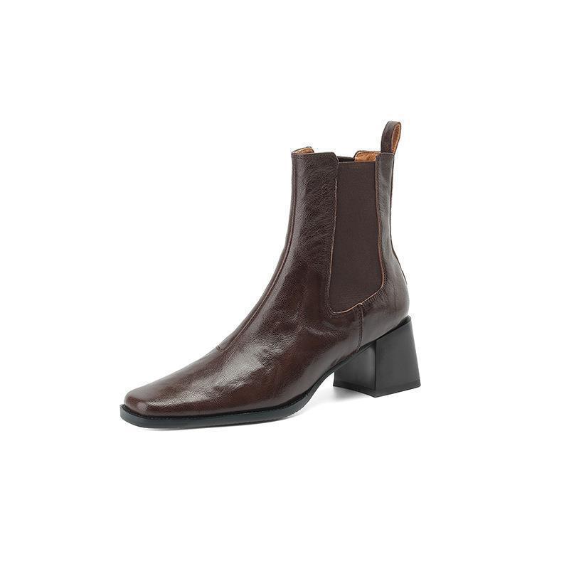 Women's shoes British Martin boots autumn and winter new retro single boots Chelsea thick heel square head short boots women