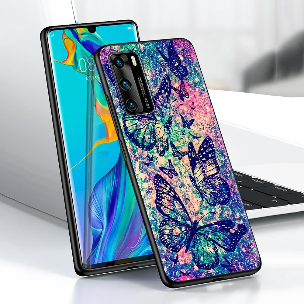 Mandala Sunflower Hülle für Huawei P30 P Smart Z P40 Lite E P20 Y7 Y9 2019 Honor 8X Play 9A 50 20 9X Pro Schwarze weiche Telefonabdeckung