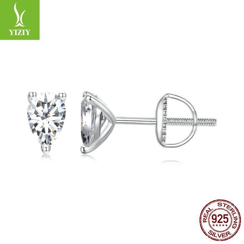 Droplet-Shaped Moissanite Stud Earrings, Simple And Classic Temperament S925 Silver Sparkling Moissanite Stud Earrings