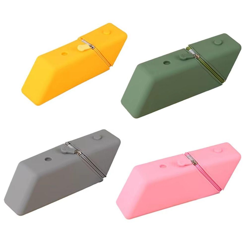 Stable Standing Stationery Organizer Vertical Pencil Bag Silicone Pencil Case School Supplies