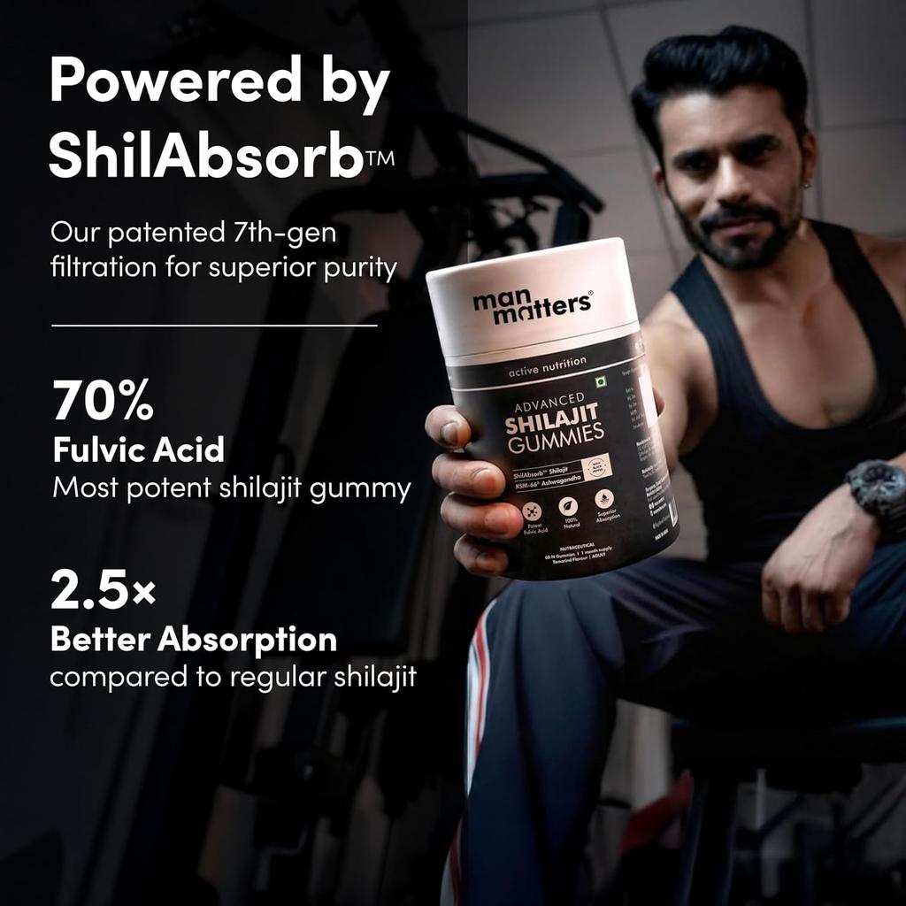 Man Matters Shilajit 60 Gummies For Men Energy Support Advanced Chewables No Added Sugar Daily Vitality Pack Of 1