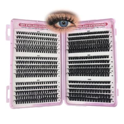 Angzhili Cílios Postiços Cluster Parciais Grandes Feitos à Mão Mistos Cílios Cluster DIY Pacote de 570 Cílios, Capacidade, Cílios, Conjunto de 8-16mm, Cílios,
