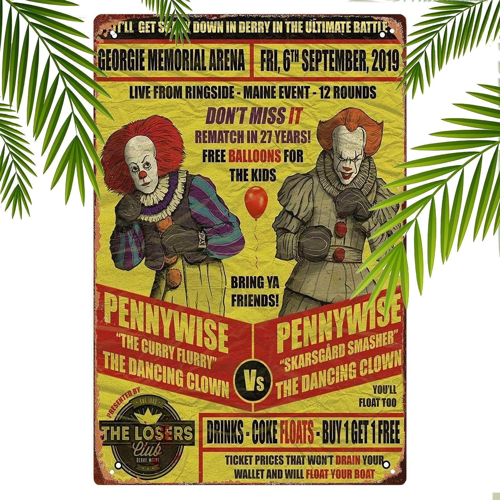 

Pennywise vs The Dancing Clown Vintage Tin Sign Traditional Iron Wall Hanging Decor Multipurpose Retro Metal Plaque for Home aluminum 20x30cm