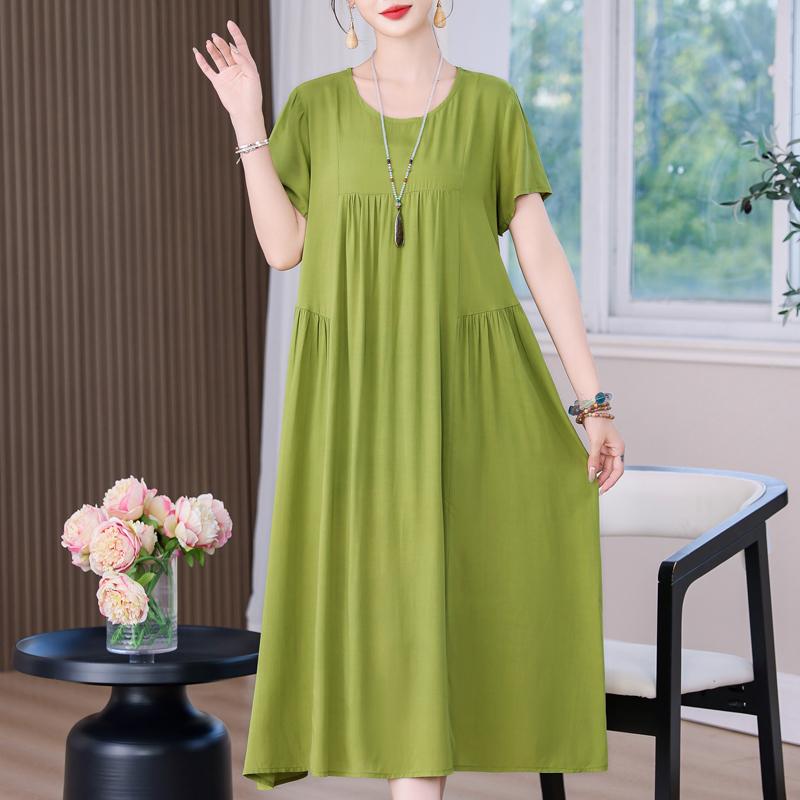 Elegant Long Dress for Women Vintage Clothes Plus Size Casual Short Sleeve Summer Loose Dress