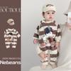 Spring Baby Romper: Yarn-Dyed Striped Cotton Bodysuit for Boys & Girls