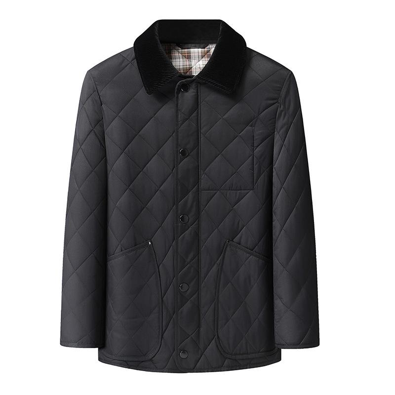 Men's Plus Size Quilted Diamond Pattern Cotton Jacket, Autumn/Winter 2025