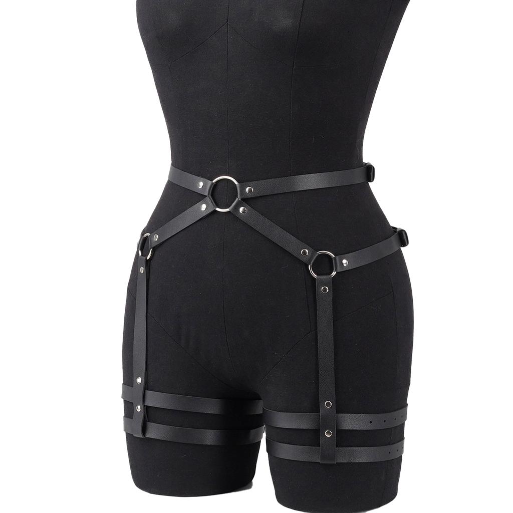 Pu Leather Leg Harnesses For Women Gothic Punk Women'S Leg Garter Harness Belt - Adjustable Pu Leather Body Waist Belt.
