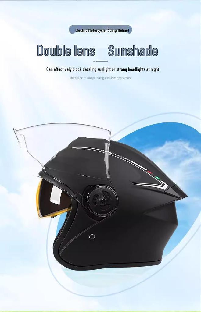 All-Season Universal Electric Scooter Helmet with HD Double Visor for Winter