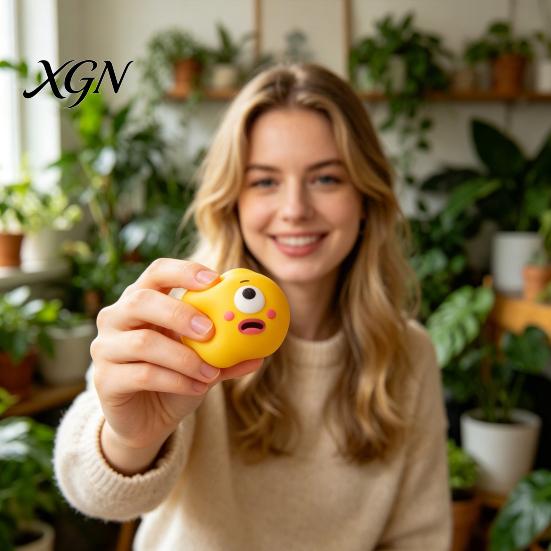 Kids Stress Relief Toy 3Pcs Cartoon Expression Ball Anxiety Relieving Squeaky Squeeze Fidget Office Focus Aid Hand Exercise Relaxation Sensory